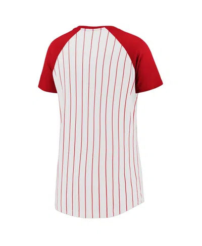 Fanatics Women's White St. Louis Cardinals Cooperstown Collection Iconic Pinstripe Raglan Scoop Neck T-shirt