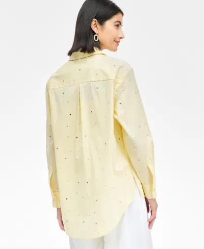 Inc International Concepts Women's Rhinestone Shirt, Exclusively At Macy's In Yellow