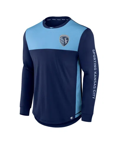 Fanatics Men's Navy/blue Sporting Kansas City Striker Long Sleeve T-shirt