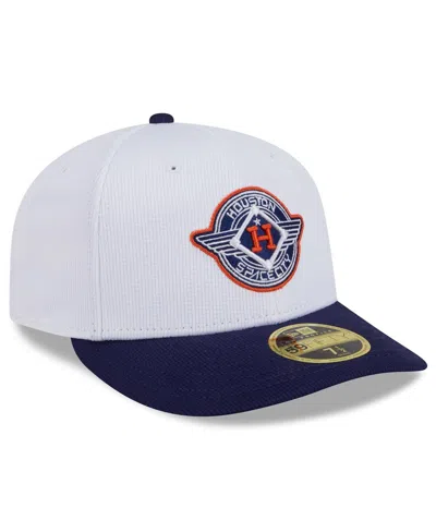 New Era Men's White/navy Houston Astros 2025 City Connect Batting Practice Low Profile 59fifty Fitted Hat