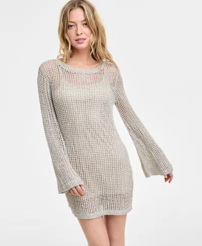 Bar Iii Women's Long-sleeve Crochet Mini Dress, Exclusively At Macy's