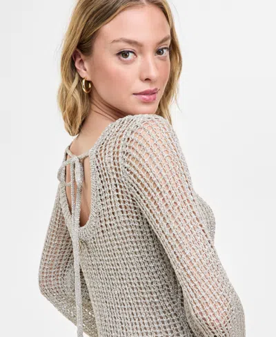 Bar Iii Women's Long-sleeve Crochet Mini Dress, Exclusively At Macy's
