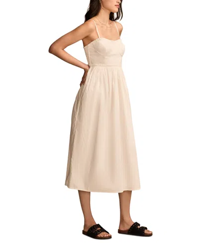 LUCKY BRAND WOMEN'S EMPIRE CORSET POPLIN MIDI DRESS 