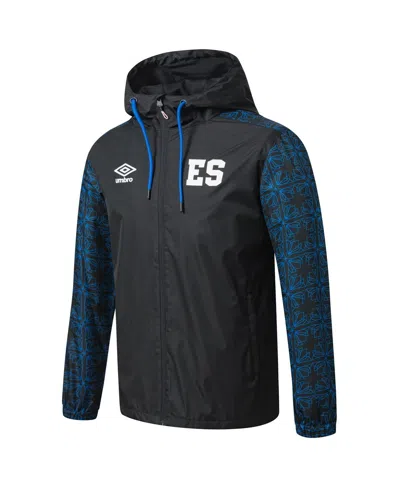 Umbro Men's Black El Salvador National Team Full-zip Hooded Rain Jacket In Black