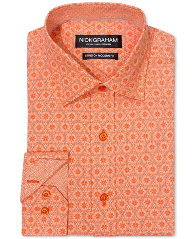 Nick Graham Men's Hexagon Star Dress Shirt In Orange