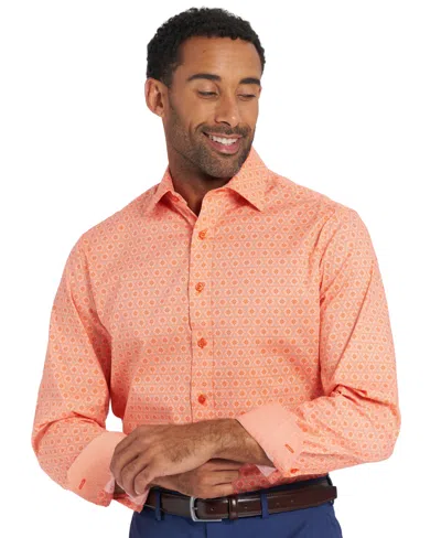 Nick Graham Men's Hexagon Star Dress Shirt In Orange