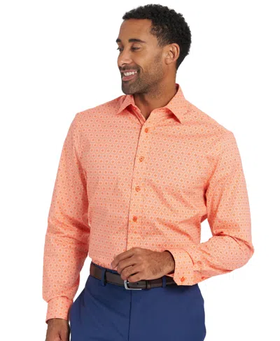 Nick Graham Men's Hexagon Star Dress Shirt In Orange