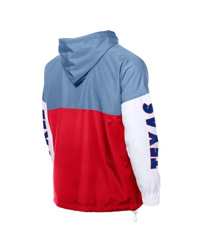 New Era Men's Red/light Blue Texas Rangers Color Block Full-zip Hoodie Windbreaker Jacket In Multi