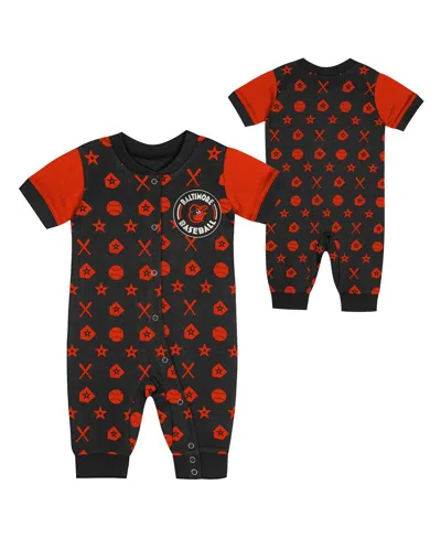 Outerstuff Newborn Black Baltimore Orioles Hard 90 Coveralls Shorts
