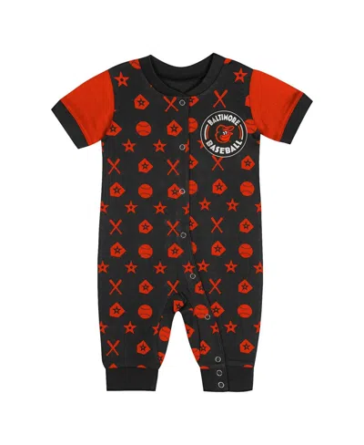 Outerstuff Newborn Black Baltimore Orioles Hard 90 Coveralls Shorts