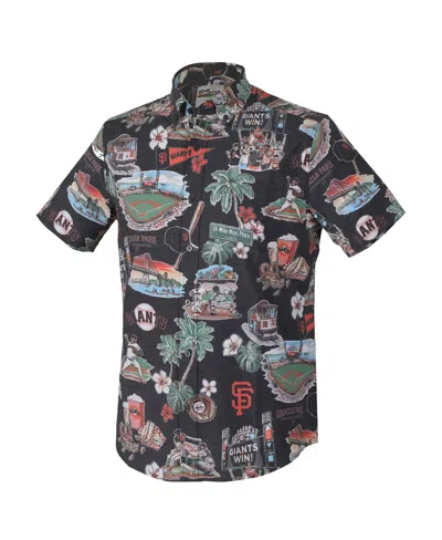 Reyn Spooner Navy Atlanta Braves Scenic Tri-blend Performance Button-up Top In Black