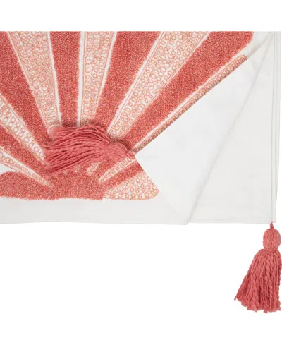 Saro Lifestyle Ocean Breeze Embroidered Seashell Table Runner, 16" X 72"