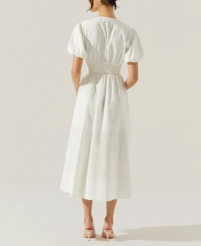 Astr Women's Citrine Puff-sleeve Linen & Cotton Midi Dress In White