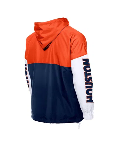 New Era Men's Navy/orange Houston Astros Color Block Full-zip Hoodie Windbreaker Jacket In Multi