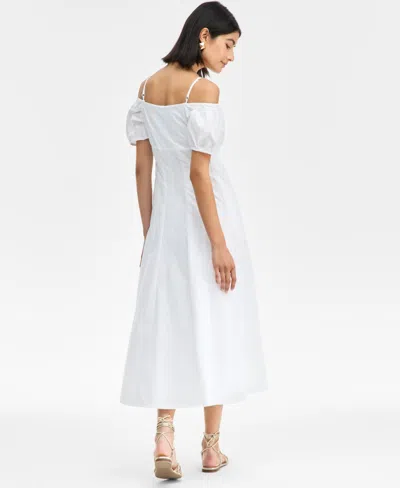 Inc International Concepts Women's Cotton Cold-shoulder Midi Dress, Exclusively At Macy's In White