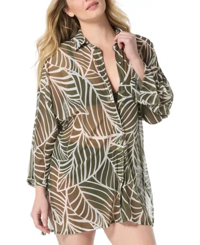 Coco Reef Women's Divinity Mesh Cover-up Shirt In Gray