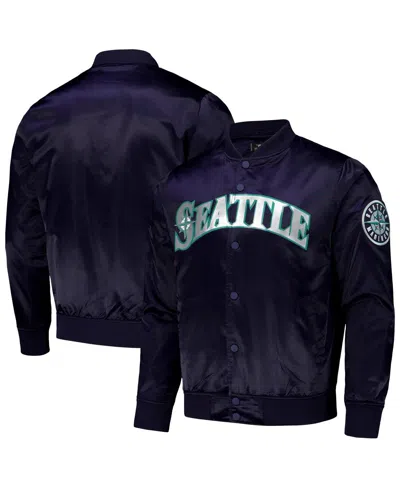 Pro Standard Men's Navy Seattle Mariners Wordmark Satin Full-snap Jacket In Blue