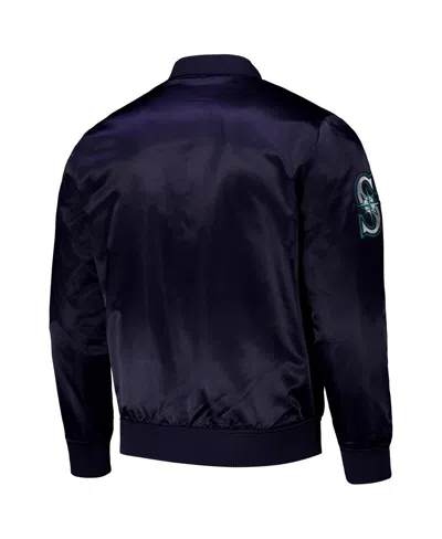 Pro Standard Men's Navy Seattle Mariners Wordmark Satin Full-snap Jacket In Blue