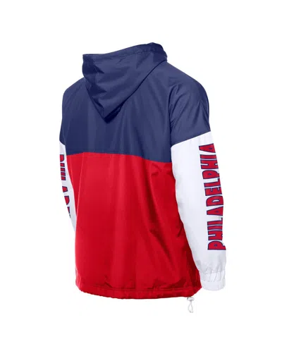 New Era Men's Red/royal Philadelphia Phillies Color Block Full-zip Hoodie Windbreaker Jacket In Blue