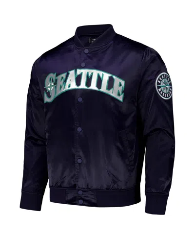 Pro Standard Men's Navy Seattle Mariners Wordmark Satin Full-snap Jacket In Blue