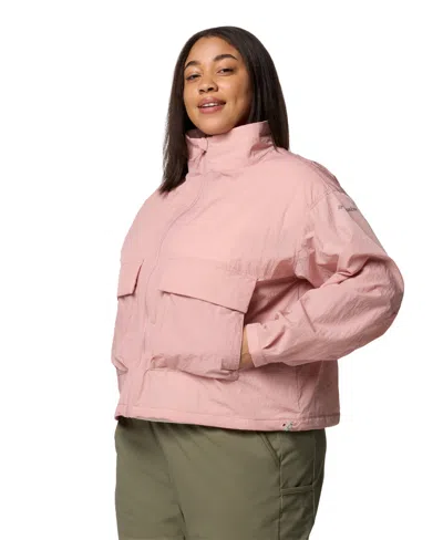 Columbia Plus Size Paracutie Cropped Cargo Windbreaker Jacket In Pink