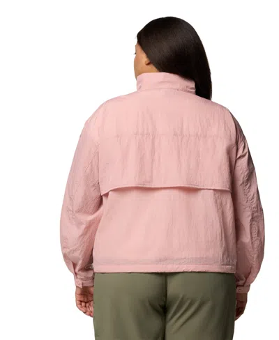Columbia Plus Size Paracutie Cropped Cargo Windbreaker Jacket In Pink