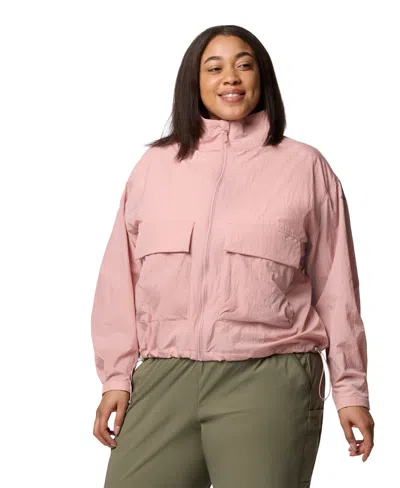 Columbia Plus Size Paracutie Cropped Cargo Windbreaker Jacket In Pink