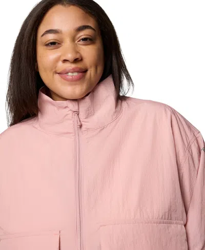 Columbia Plus Size Paracutie Cropped Cargo Windbreaker Jacket In Pink