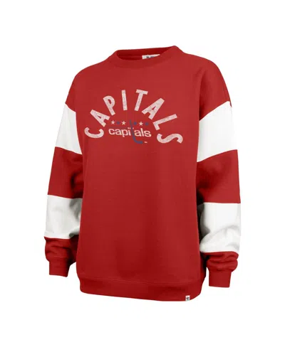 47 BRAND WOMEN'S RED WASHINGTON CAPITALS EEPHUS BARRED PULLOVER SWEATSHIRT 