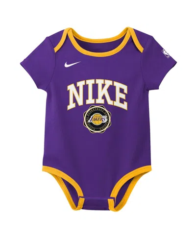 Nike Newborn Purple/black Los Angeles Lakers Just Do It Bodysuit Set 2-pack