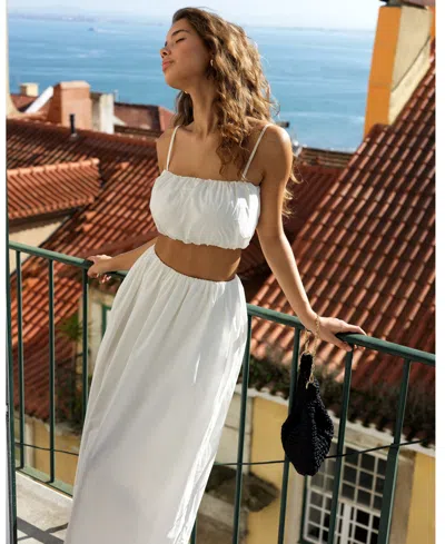 French Connection French Conection Nomi Cotton Ruched Midi Skirt
