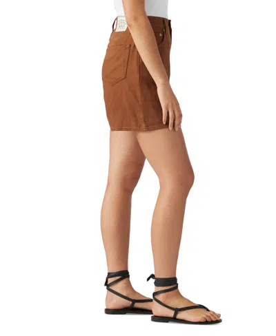 Levi's High Rise Baggy Cotton Linen Shorts In Brown