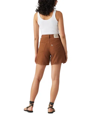 Levi's High Rise Baggy Cotton Linen Shorts In Brown