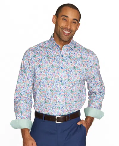 Nick Graham Men's Botanical Floral Dress Shirt In Blue