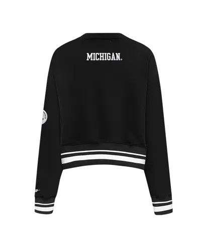 Pro Standard Black Michigan Wolverines Pearl Cropped Pullover Sweatshirt In Black