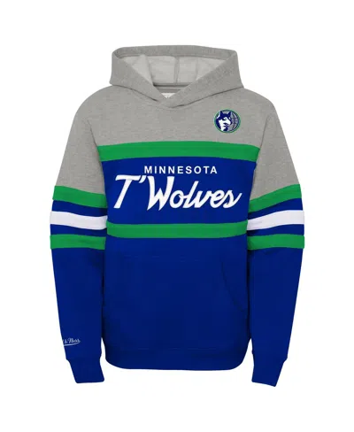 Mitchell & Ness Big Boys And Girls Blue/heather Gray Minnesota Timberwolves Hardwood Classics Head Coach Pullover Ho