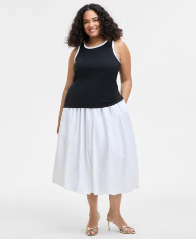 On 34th Trendy Plus Size Contrast Tipped Tank Top, Exclusively At Macy's In Black