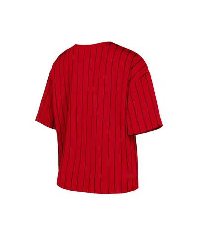 New Era Women's Red St. Louis Cardinals City Connect Multiplier Pinstripe Cropped T-shirt In Red
