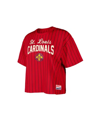 New Era Women's Red St. Louis Cardinals City Connect Multiplier Pinstripe Cropped T-shirt In Red