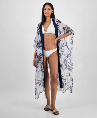 Inc International Concepts Jungle-print Open Duster Cover-up With Shine, Exclusively At Macy's
