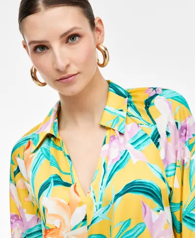 Inc International Concepts Women's Printed Tie-front Blouse, Exclusively At Macy's In Multi