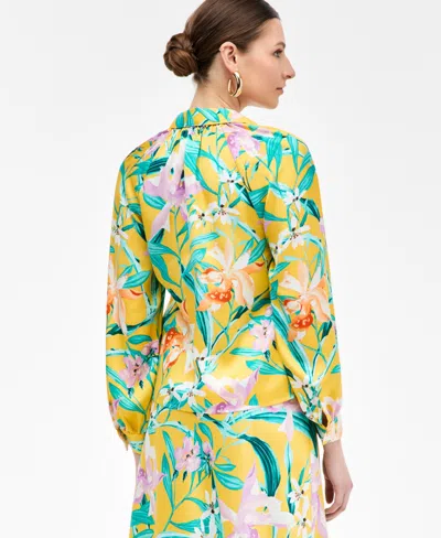 Inc International Concepts Women's Printed Tie-front Blouse, Exclusively At Macy's In Multi