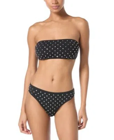 Michael Kors Michael  Women's Studded Bandeau Bikini Top In Black