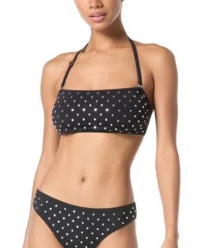 Michael Kors Michael  Women's Studded Bandeau Bikini Top In Black