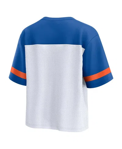 Fanatics Women's White/royal Florida Gators Fundamentals Mesh Fashion T-shirt