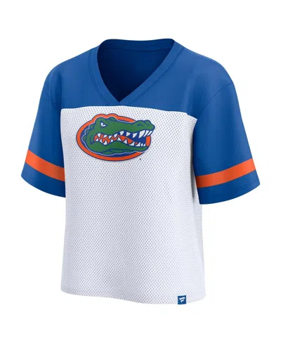 Fanatics Women's White/royal Florida Gators Fundamentals Mesh Fashion T-shirt