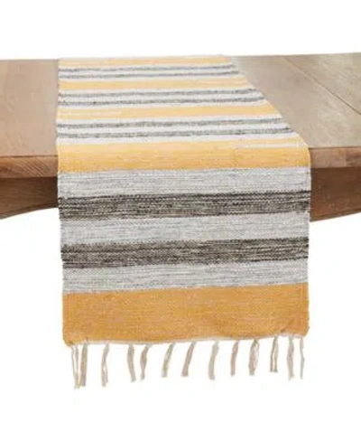 Saro Lifestyle Fringe Edge Striped Table Runner Collection
