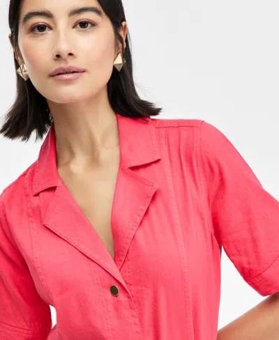 Inc International Concepts Women's Linen-blend Belted Mini Dress, Exclusively At Macy's In Pink