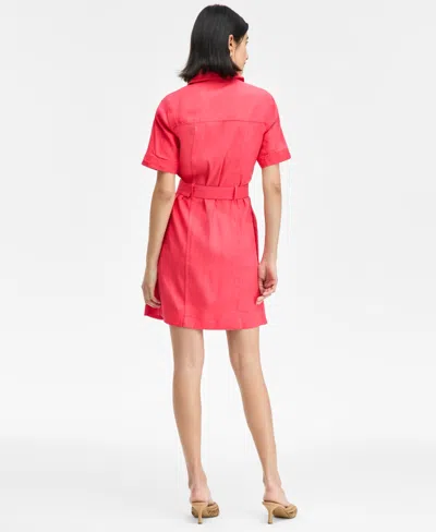 Inc International Concepts Women's Linen-blend Belted Mini Dress, Exclusively At Macy's In Pink