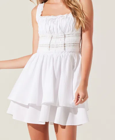 Astr The Label Melaine Lace Detail Cotton Blend Minidress In White
